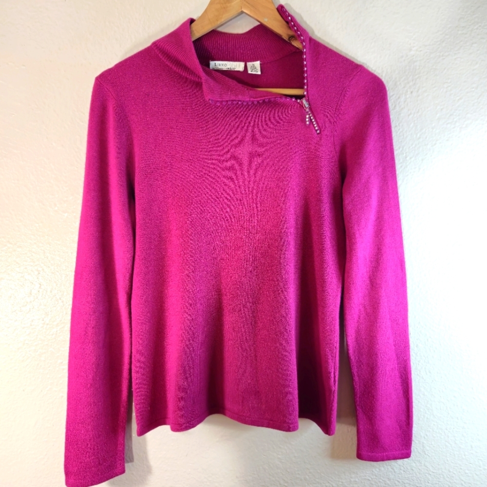 Luxe 360 Mercer Street Studio Mock Neck Rhinestone Sweater - Picture 1 of 4